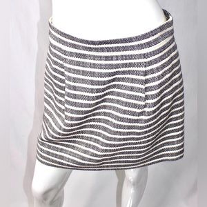 J Crew Skirt Black & White Woven Textured Pleated & Lined Skirt Size 4 Mint Cond